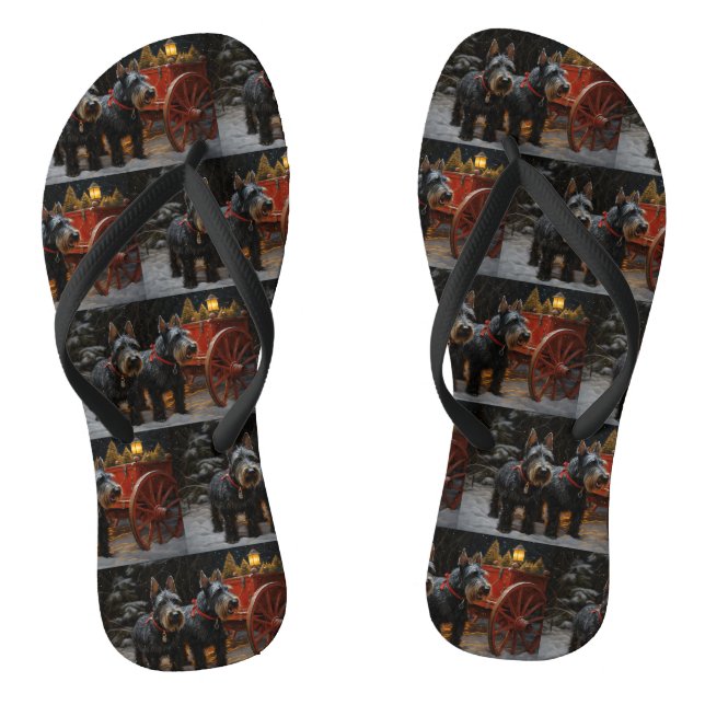 Scottish Terrier Snowy Sleigh Christmas Decor  Jandals (Footbed)