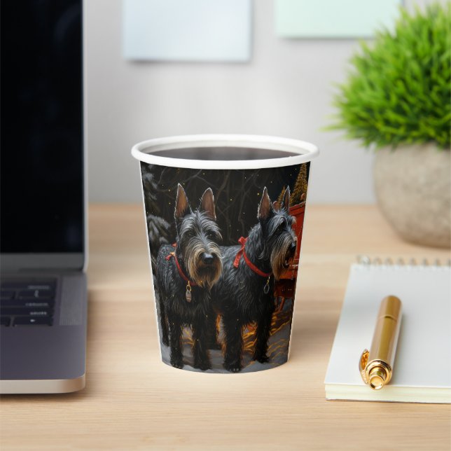 Scottish Terrier Snowy Sleigh Christmas Decor  Paper Cups (Insitu)