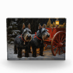 Scottish Terrier Snowy Sleigh Christmas Decor  Photo Block