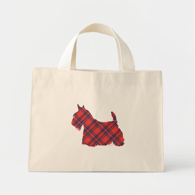 Scottish Terrier Stewart Tartan Mini Tote Bag (Front)