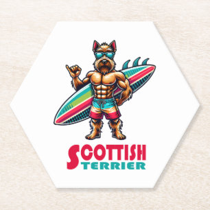 Scottish Terrier Surfer Paper Coaster
