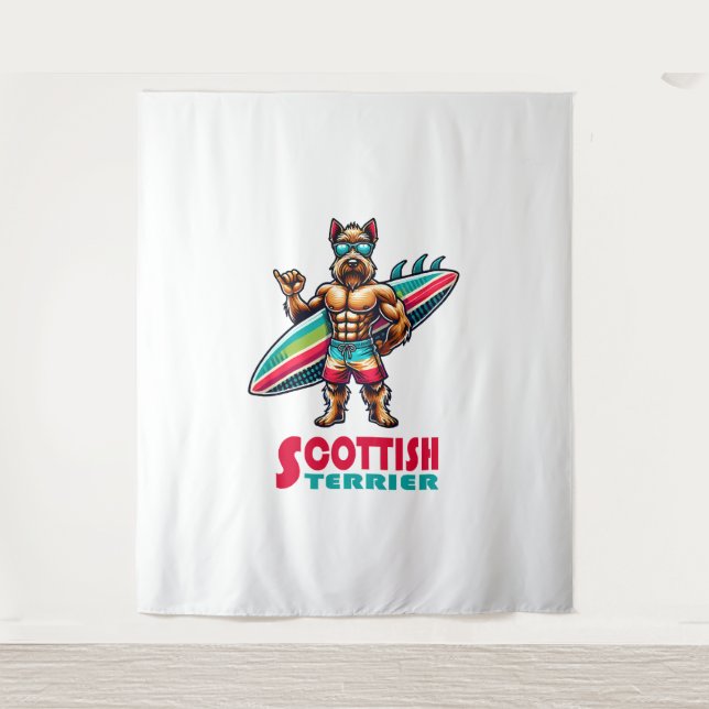Scottish Terrier Surfer Tapestry (Front)