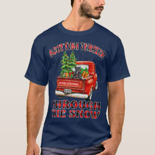 Scottish Terrier Through The Snow Christmas Truck  T-Shirt