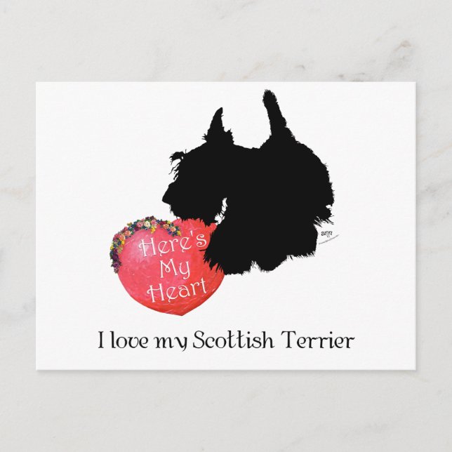 Scottish Terrier Valentine Holiday Postcard (Front)