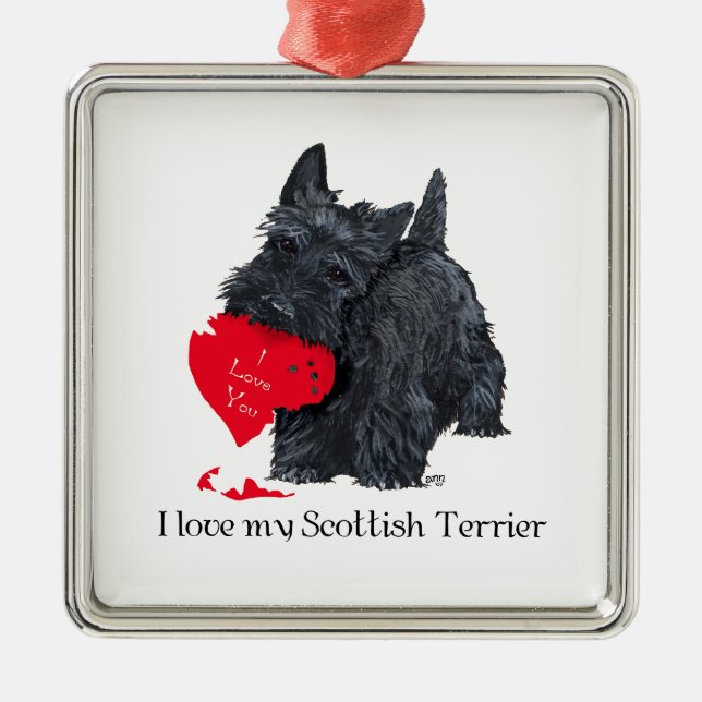 Scottish Terrier Valentine Metal Tree Decoration (Front)