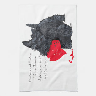 Scottish Terrier Valentine Tea Towel