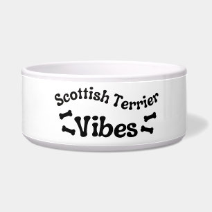 Scottish Terrier Vibes Ceramic Dog Bowl