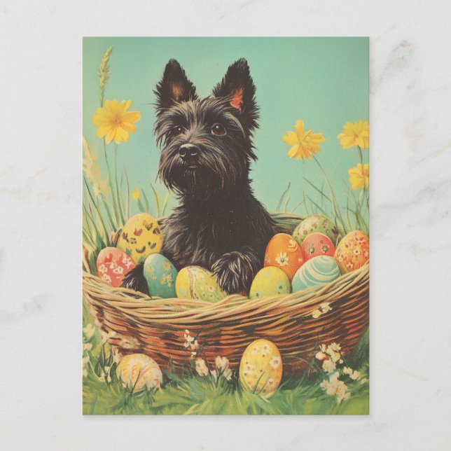 Scottish Terrier Vintage Easter Postcard (Front)