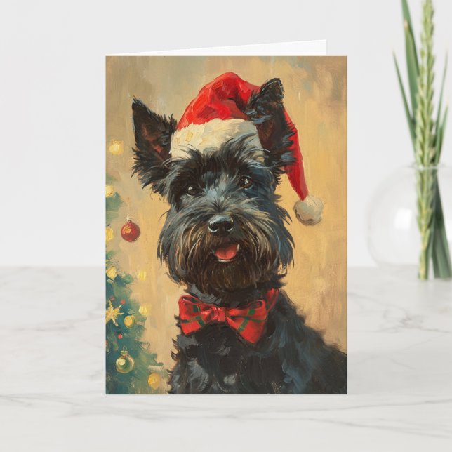 Scottish Terrier Vintage personalised Christmas Holiday Card (Front)
