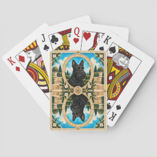 Scottish Terrier, Vintage Watercolor Dog Art Playing Cards