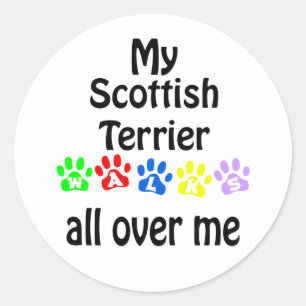 Scottish Terrier Walks Design Classic Round Sticker
