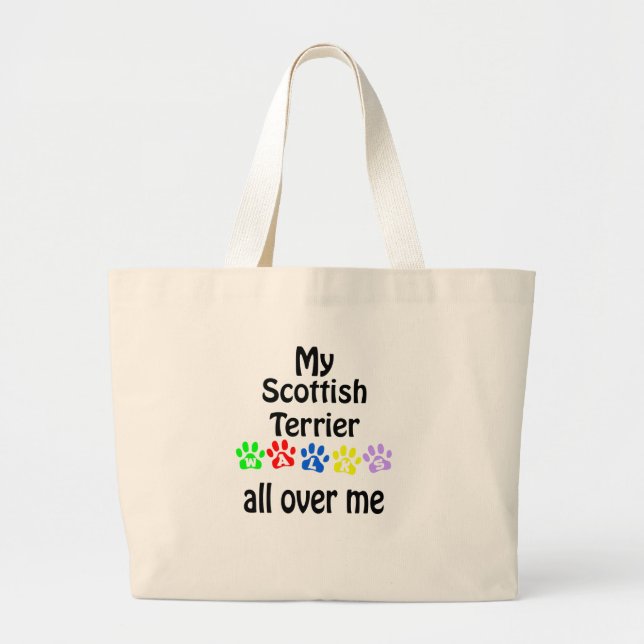 Scottish Terrier Walks Design Large Tote Bag (Front)