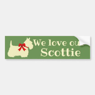 Scottish Terrier, We love our Scottie/wheaten/bow Bumper Sticker