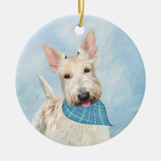 Scottish Terrier Wheaten Dog Painting Original Art Ceramic Tree Decoration (Front)
