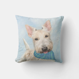 Scottish Terrier Wheaten Dog Painting Original Art Cushion