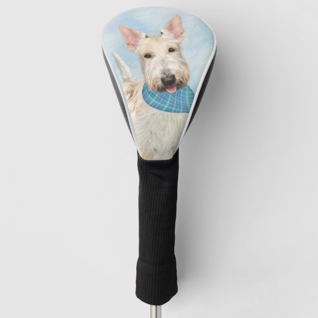 Scottish Terrier Wheaten Dog Painting Original Art Golf Head Cover (Front)