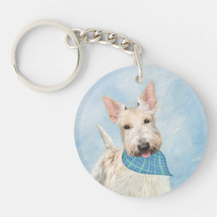 Scottish Terrier Wheaten Dog Painting Original Art Key Ring