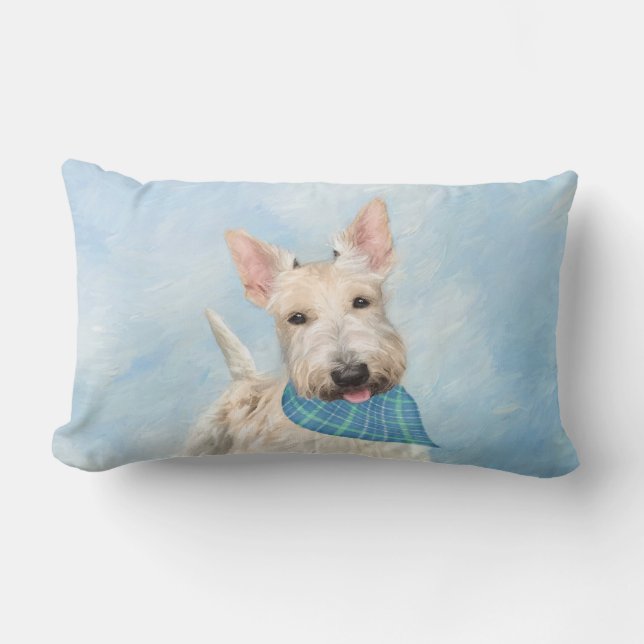 Scottish Terrier Wheaten Dog Painting Original Art Lumbar Cushion (Front)