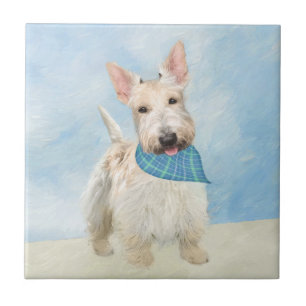 Scottish Terrier Wheaten Dog Painting Original Art Tile