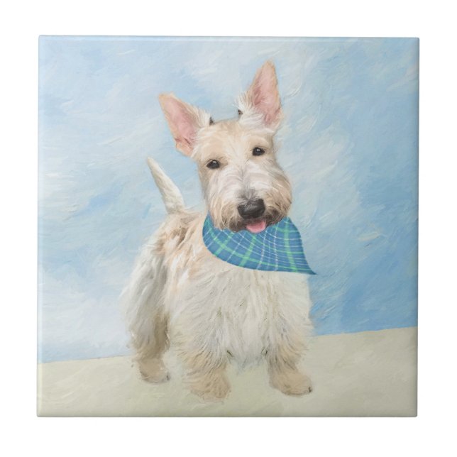 Scottish Terrier Wheaten Dog Painting Original Art Tile (Front)