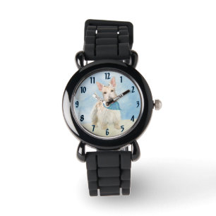 Scottish Terrier Wheaten Dog Painting Original Art Watch
