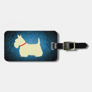 Scottish Terrier/wheaten silhouette, granite blue Luggage Tag