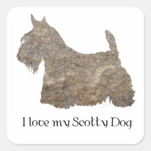 Scottish Terrier Wheaten Silhouette Square Sticker