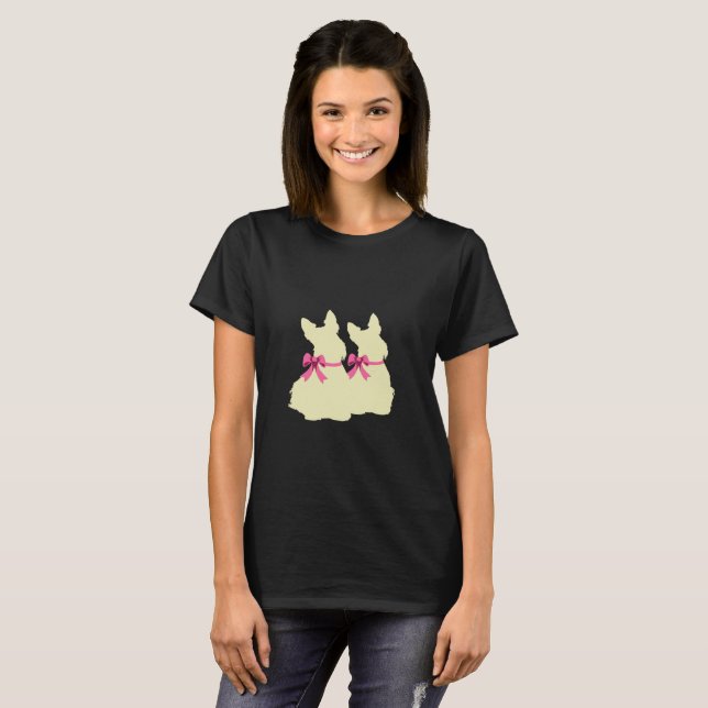 Scottish Terrier wheaten sitting/silhouette/ bow T-Shirt (Front Full)