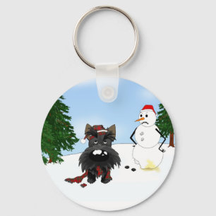 Scottish Terrier Winter Scene Key Ring