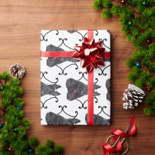Scottish Terrier with Black Scroll Wrapping Paper
