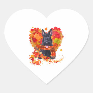 Scottish Terrier With Heart Made Of Autumn Leaves Sticker