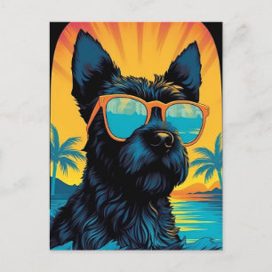 Scottish Terrier with sunglasses at a beach Postcard