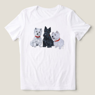 Scottish Terrier with Two Westies Tri-Blend Shirt