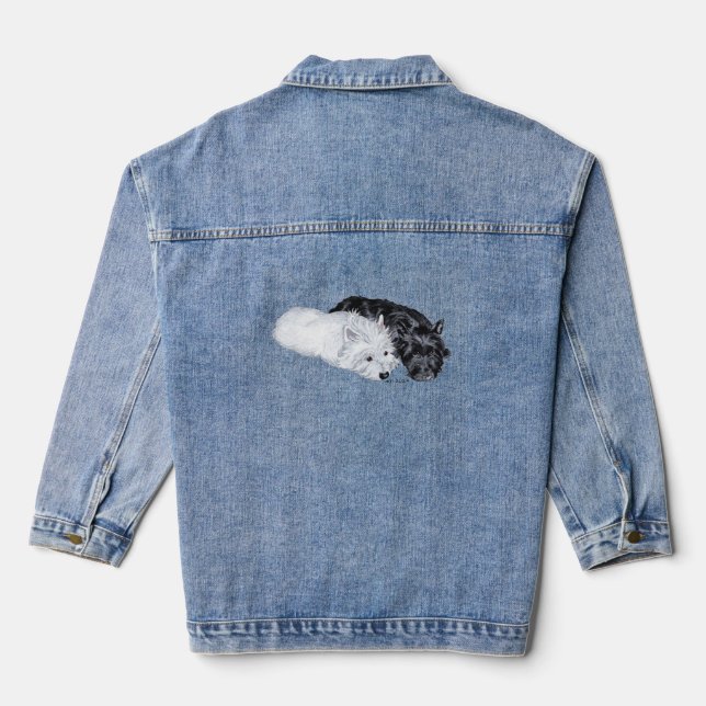 Scottish Terrier with Westie Denim Jacket (Back)