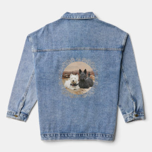 Scottish Terrier with Westie Denim Jacket