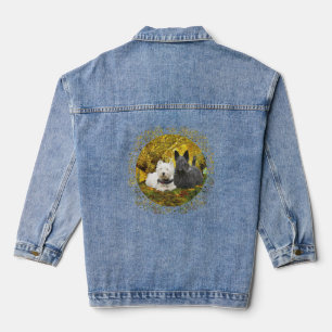Scottish Terrier with Westie Denim Jacket
