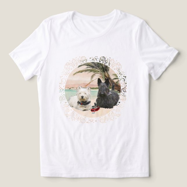 Scottish Terrier with Westie Tri-Blend Shirt (Design Front)