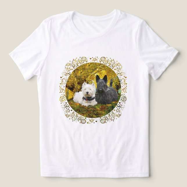 Scottish Terrier with Westie Tri-Blend Shirt (Design Front)