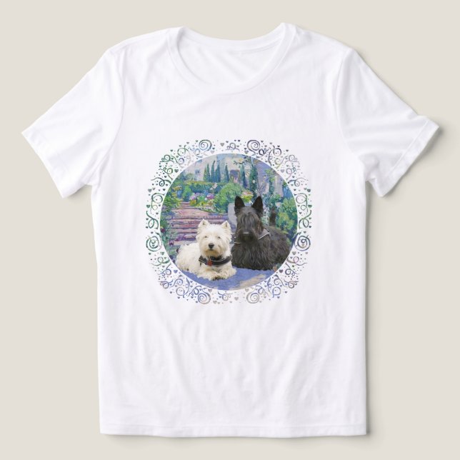 Scottish Terrier with Westie Tri-Blend Shirt (Design Front)