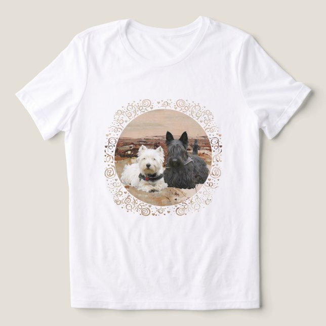 Scottish Terrier with Westie Tri-Blend Shirt (Design Front)