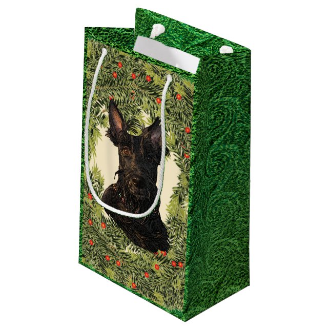 Scottish Terrier Wreath Small Gift Bag (Back Angled)