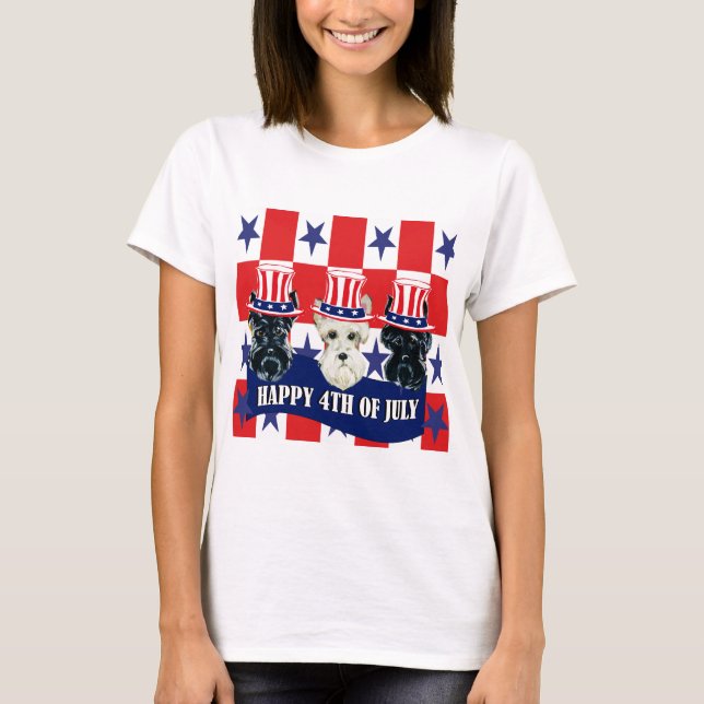 Scottish Terriers 4th of July T-Shirt (Front)