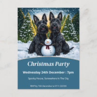 Scottish Terriers and Snowman Christmas Party