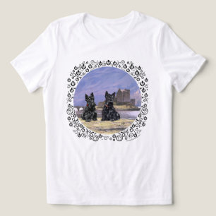 Scottish Terriers at Eilean Donan Castle Tri-Blend Shirt