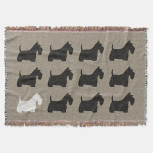 Scottish Terriers   Black and White Scottie Dogs Throw Blanket