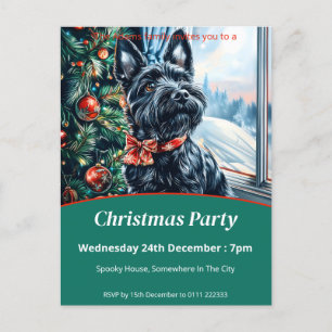 Scottish Terriers Christmas Party Invitation Postcard