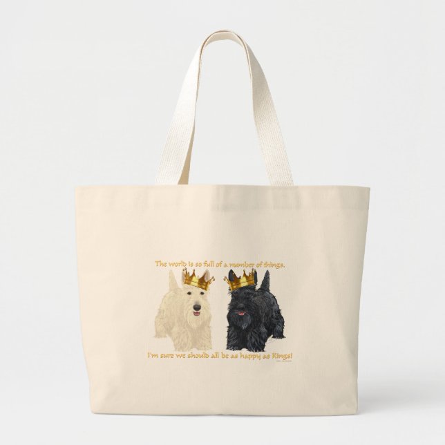 Scottish Terriers Happy Thoughts Large Tote Bag (Front)
