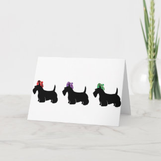 Scottish Terriers in Fun Coloured Plaid Hat Card