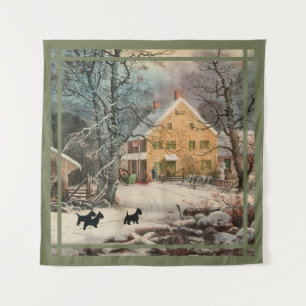 Scottish Terriers Old Fashioned Winter Tapestry