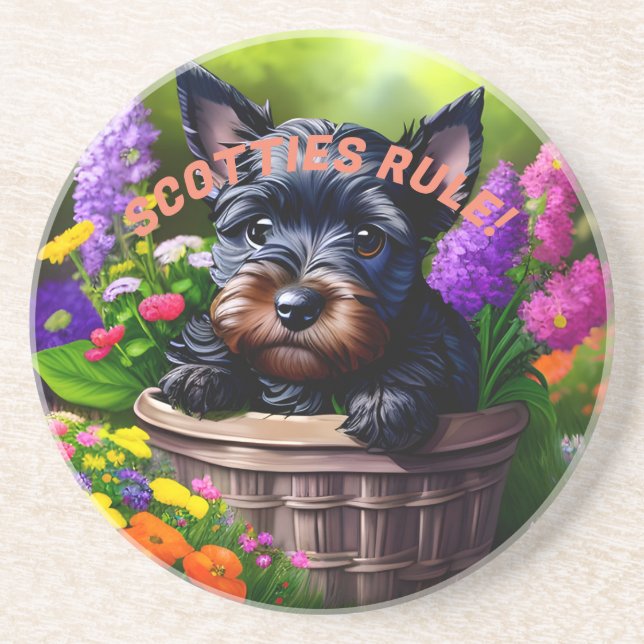 Scottish Terriers Rule! Coaster (Front)